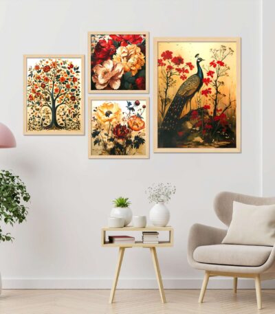 SET OF 4 DIGITAL WALL PAINTING