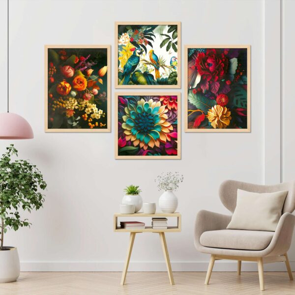 SET OF 4 DIGITAL WALL PAINTING, DIGITAL WALLPAINTING