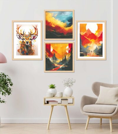 SET OF 4 DIGITAL WALL PAINTING