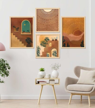 SET OF 4 DIGITAL WALL PAINTING