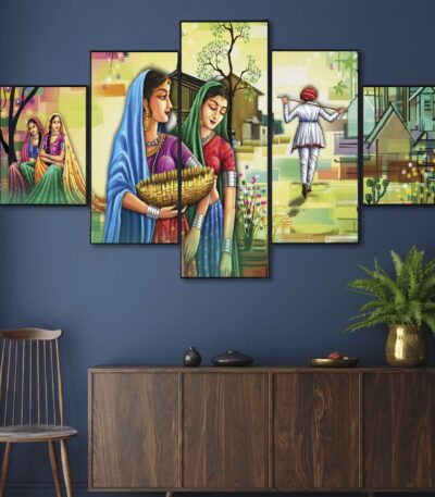 Set Of FIVE Framed Digital Wall Painting
