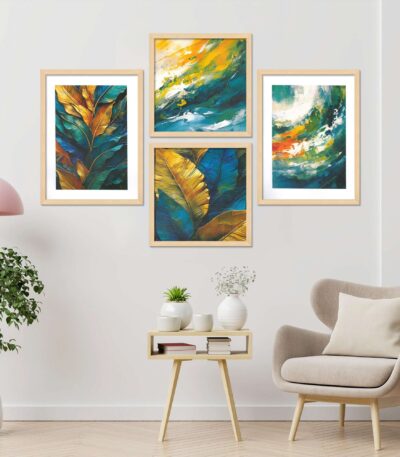 SET OF 4 DIGITAL WALL PAINTING