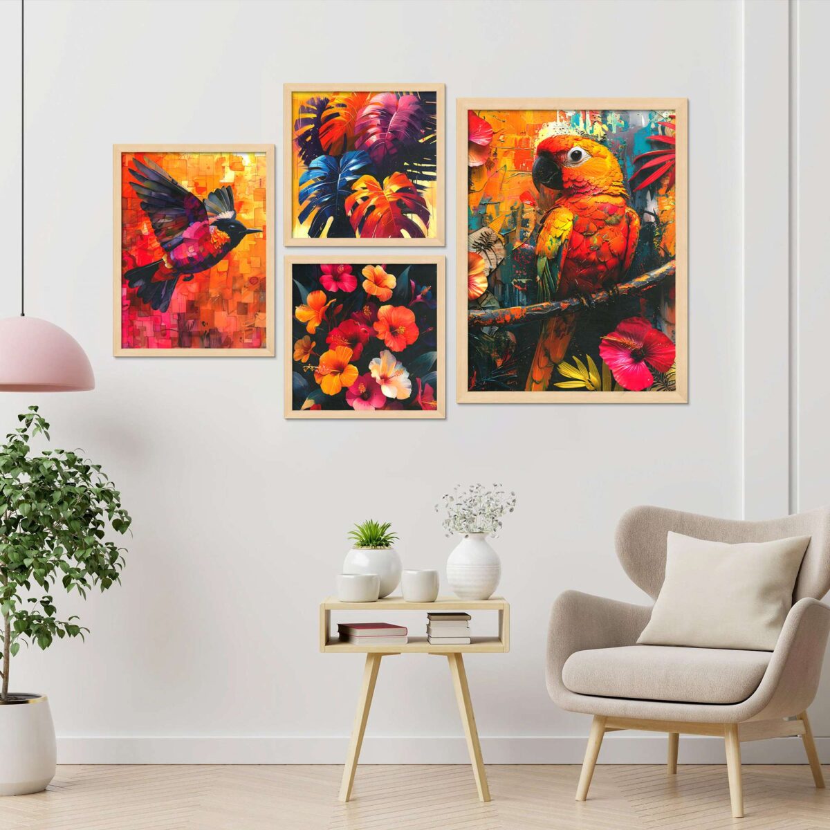 SET OF 4 DIGITAL WALL PAINTING, DIGITAL WALLPAINTING