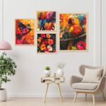 SET OF 4 DIGITAL WALL PAINTING, DIGITAL WALLPAINTING