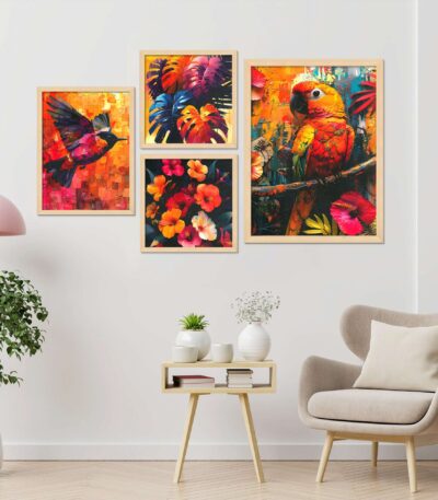 SET OF 4 DIGITAL WALL PAINTING, DIGITAL WALLPAINTING