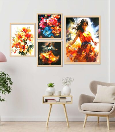 SET OF 4 DIGITAL WALL PAINTING