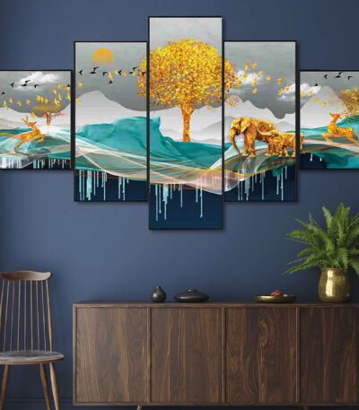 Set Of FIVE Framed Digital Wall Painting