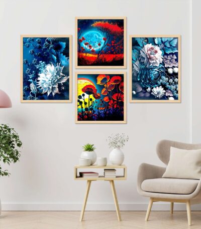 SET OF 4 DIGITAL WALL PAINTING