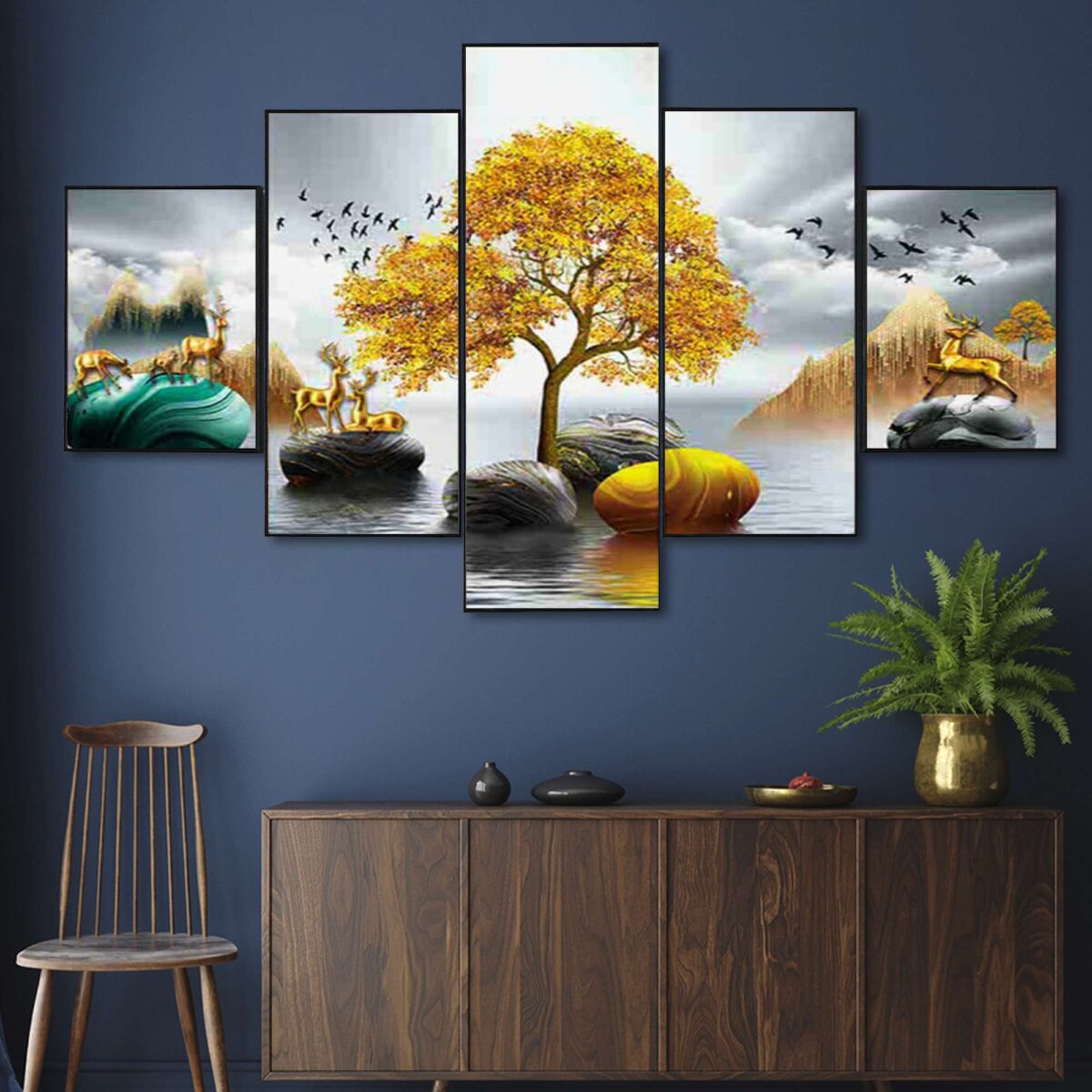 Set Of FIVE Framed Digital Wall Painting