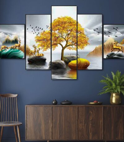 Set Of FIVE Framed Digital Wall Painting