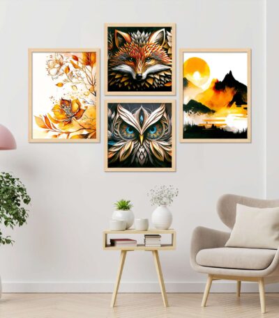 SET OF 4 DIGITAL WALL PAINTING
