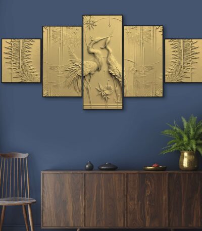 Set Of FIVE Framed Digital Wall Painting