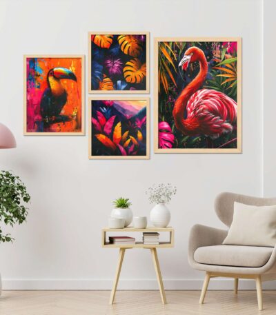 SET OF 4 DIGITAL WALL PAINTING