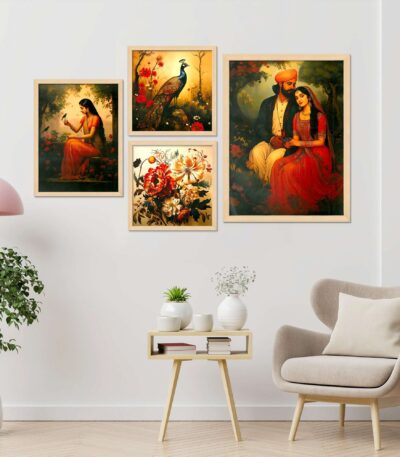 SET OF 4 DIGITAL WALL PAINTING