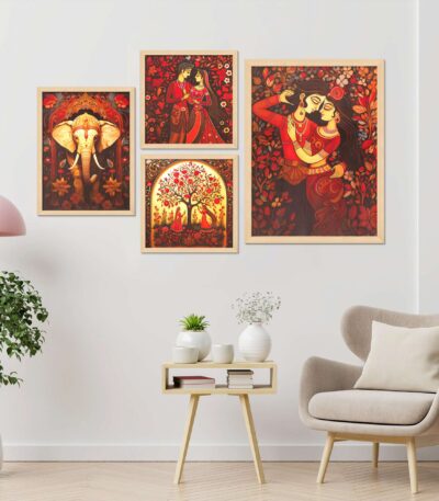 SET OF 4 DIGITAL WALL PAINTING
