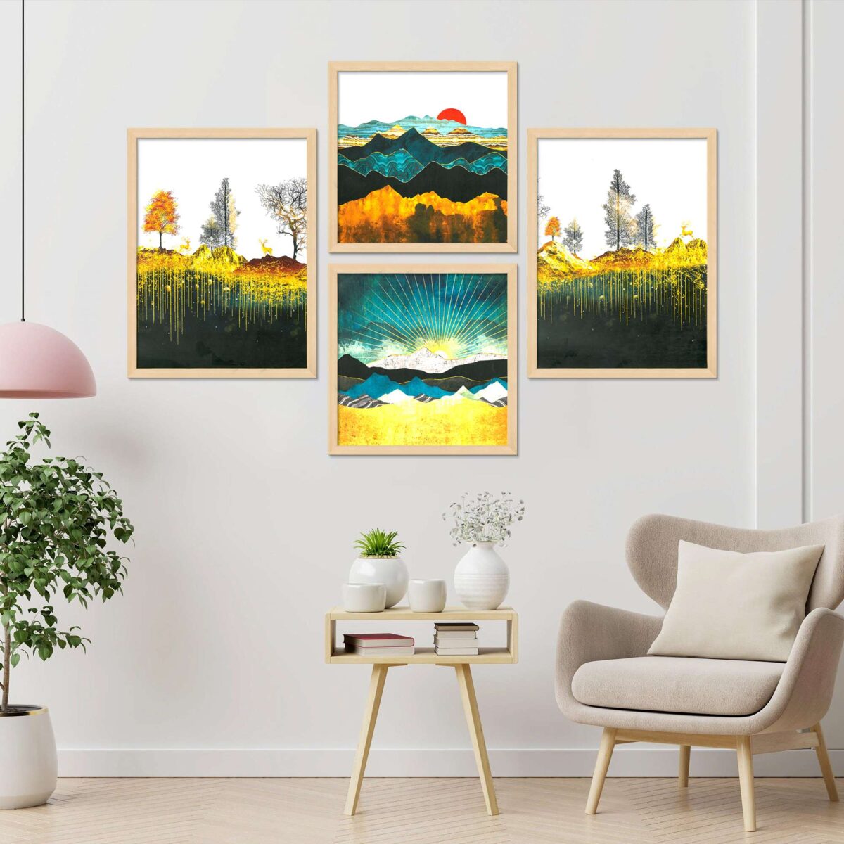 SET OF 4 DIGITAL WALL PAINTING, DIGITAL WALLPAINTING